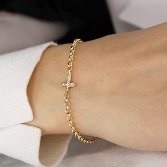 CZ Bezel Cross Bracelet