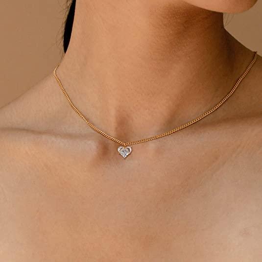 Chunky Heart Pendant Choker Necklaces