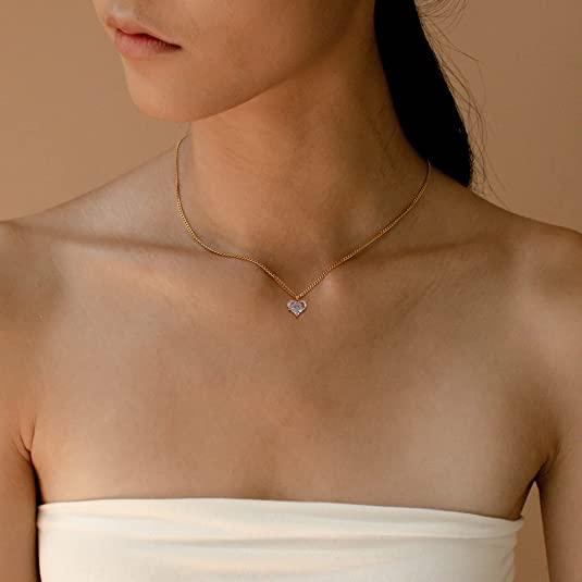 Chunky Heart Pendant Choker Necklaces