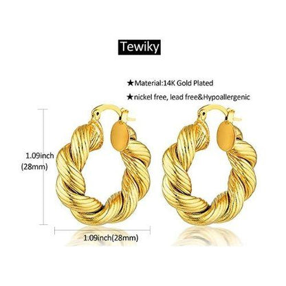 Chunky Twist Rope Hoop Earrings
