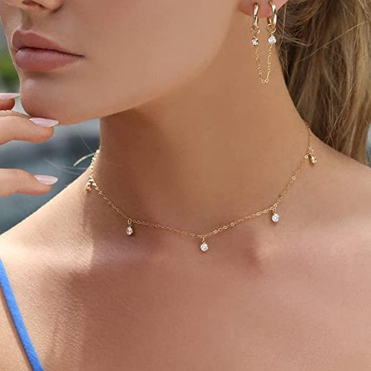Dainty Cubic Zirconia Chain Necklace