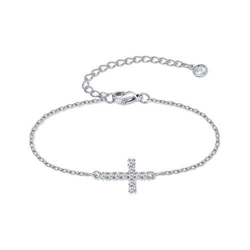 Dainty Cubic Zirconia Cross Bracelet