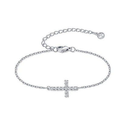 Dainty Cubic Zirconia Cross Bracelet