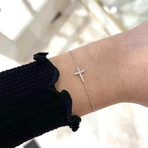 Dainty Cubic Zirconia Cross Bracelet