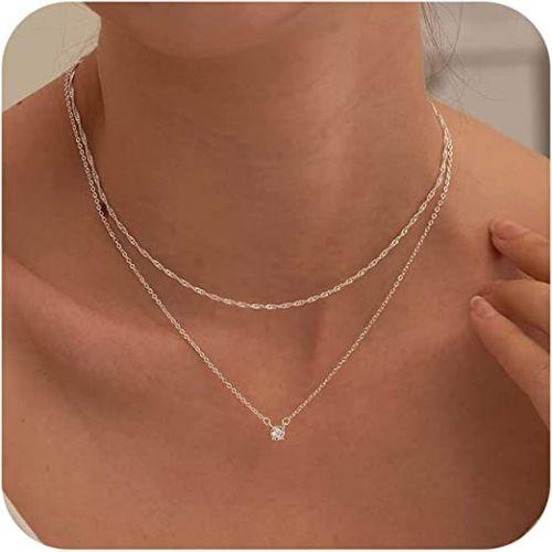 Dainty Layered CZ Diamond Necklace