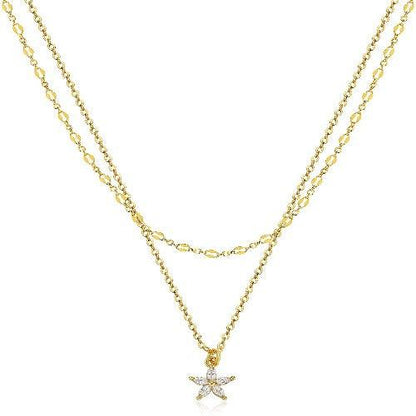 Dainty Layered CZ Flower Necklace