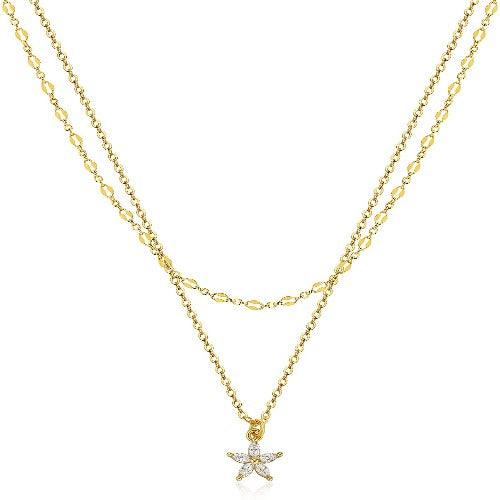 Dainty Layered CZ Flower Necklace