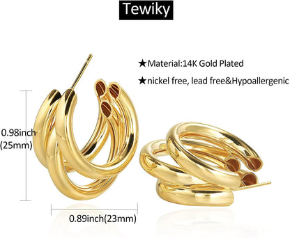 Fashion Chunky Triple Hoop Earrings