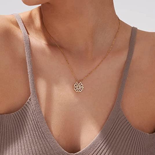 Four Leaf Clover Heart Necklace