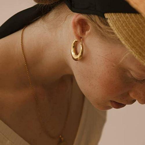 Oval Dome Hoop Earrings