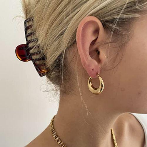 Oval Dome Hoop Earrings