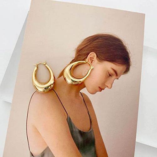 Oval Dome Hoop Earrings