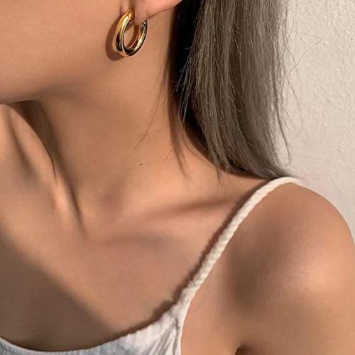 Simple Thick Hoop Earrings