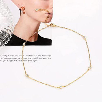 Sparkle CZ Bezel Choker Necklace