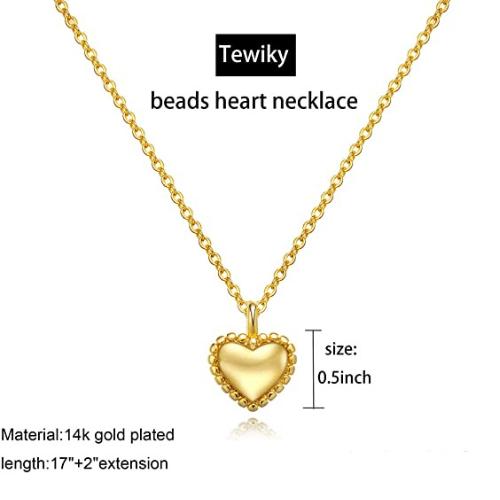 Beads Puffed Heart Pendant Necklace