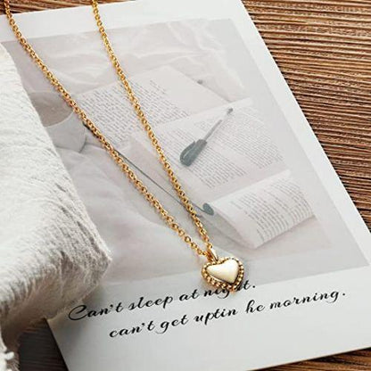 Beads Puffed Heart Pendant Necklace