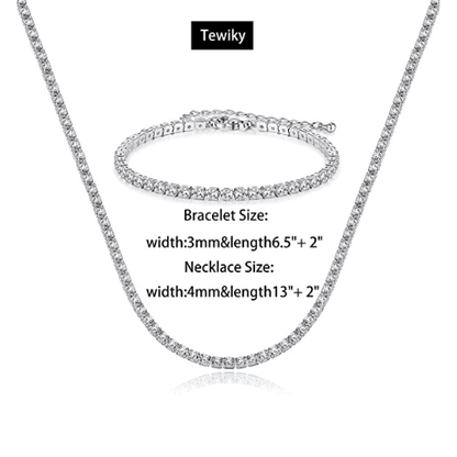 CZ Diamond Tennis Necklace with Bracelet Set