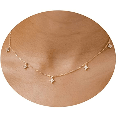 Dainty Cross CZ Choker Necklace