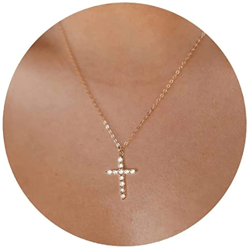 Dainty Cubic Zirconia Cross Necklace