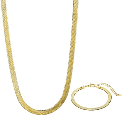 Flat Snake Necklace with Bracelet Set