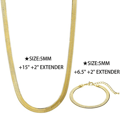 Flat Snake Necklace with Bracelet Set