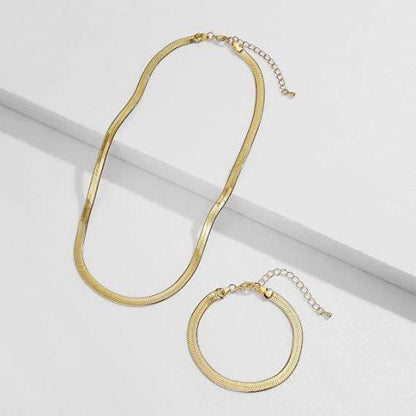 Flat Snake Necklace with Bracelet Set