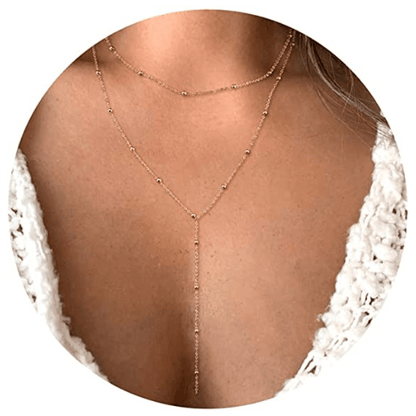 Layered Beaded Y Necklace