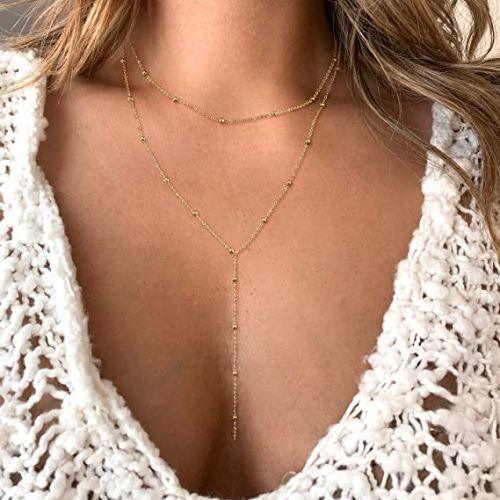 Layered Beaded Y Necklace
