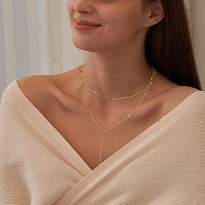 Layered Beaded Y Necklace