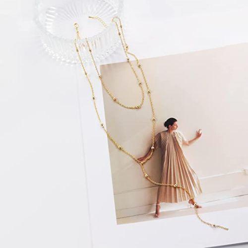 Layered Beaded Y Necklace