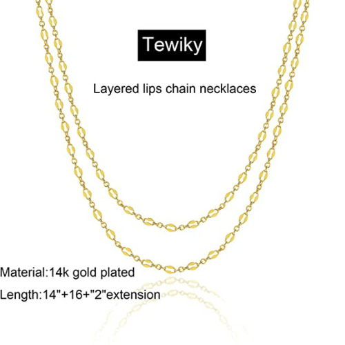 Layered Lips Chain Necklace