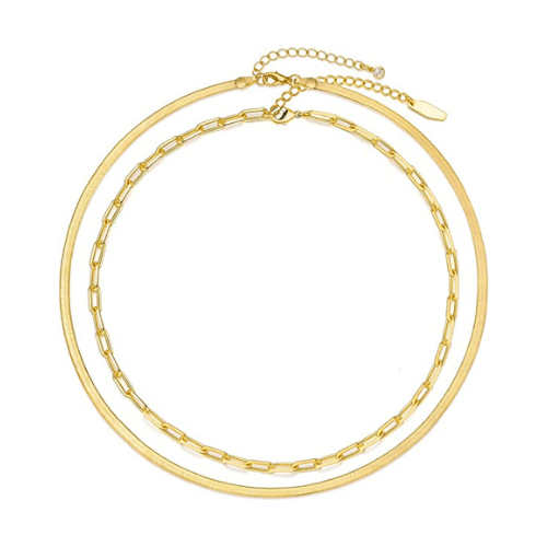 Layered Paperclip Choker with Herringbone Necklace