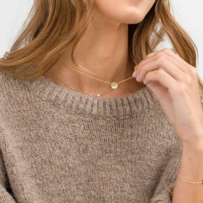 Layered Pearl & Disc Necklace