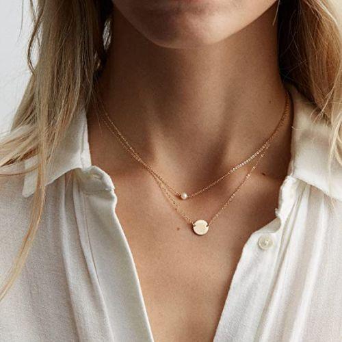 Layered Pearl & Disc Necklace