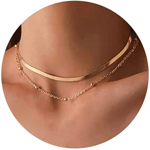 Layered Snake Choker with Beaded Chain Necklace