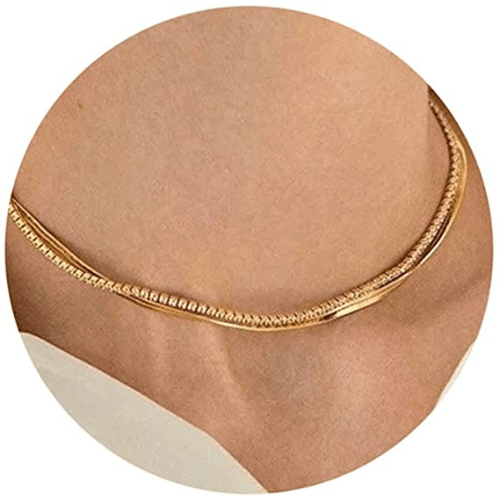 Layered Tennis Choker with Herringbone Necklace