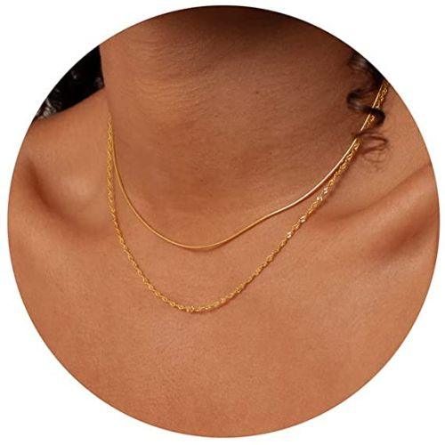 Layered Thin Choker with Wave Necklace