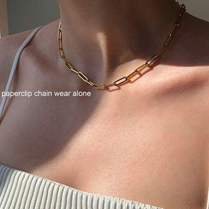 Paperclip Choker with Cross Pendant Necklace