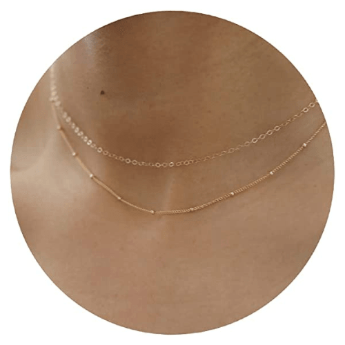 Simple Layered Beaded Chain Necklace