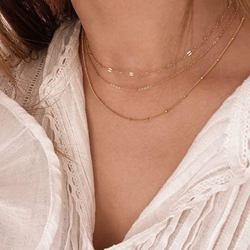 Simple Layered Beaded Chain Necklace