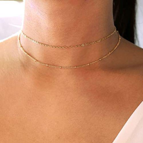 Simple Layered Beaded Chain Necklace