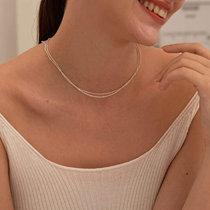 Simple Layered Beaded Chain Necklace