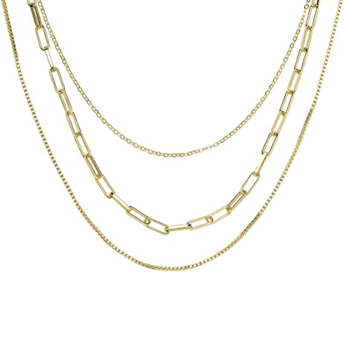 Stackable Box & Paperclip & Cable Chain Necklaces