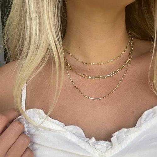 Stackable Box & Paperclip & Cable Chain Necklaces