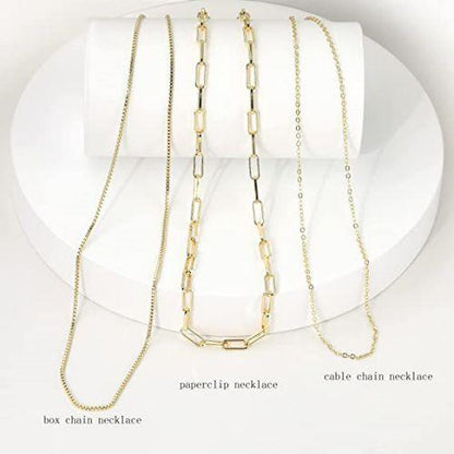 Stackable Box & Paperclip & Cable Chain Necklaces